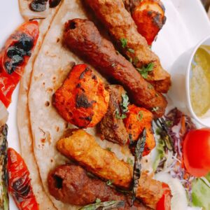 309. SEEKH KABAB COMBO WITH CHEESE NAAN